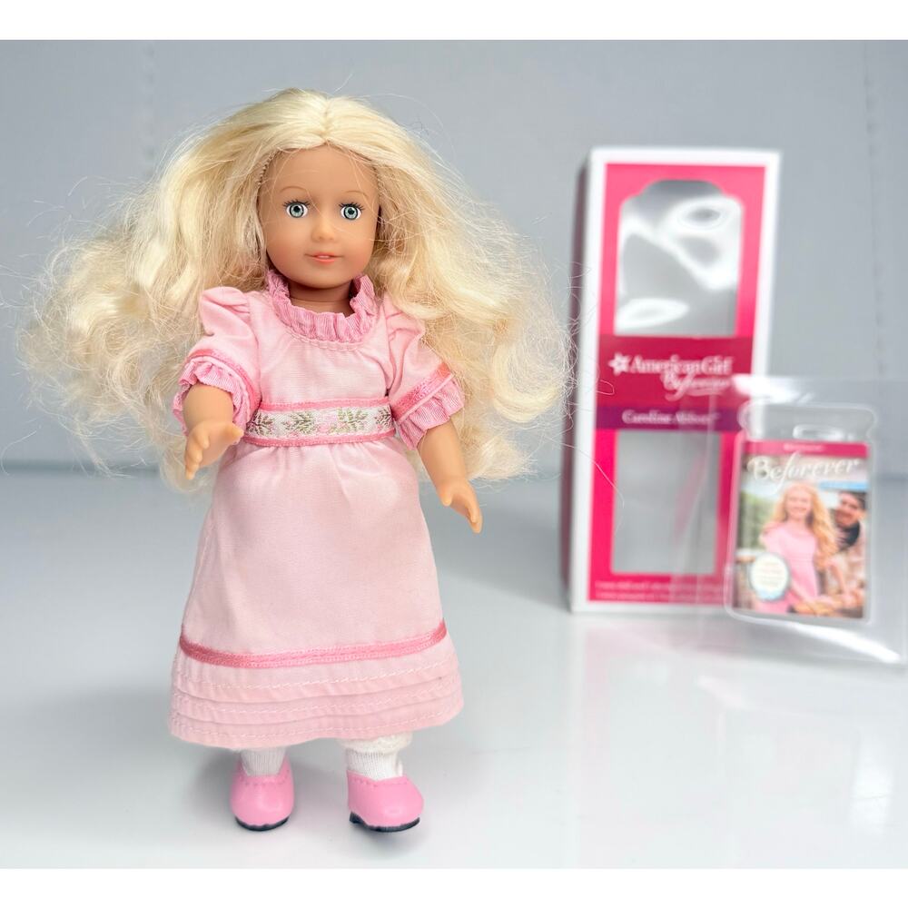 American Girl Caroline Doll Cloth Body Mini Meet Outfit Dress Socks Shoes Box